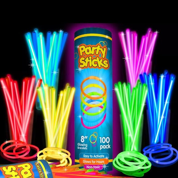 Glow Sticks Bulk Party Favors 100pk - 8" Glow in the Dark Party Supplies Ligh - Picture 2 of 6